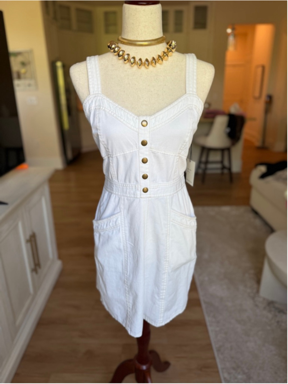 White Denim Mini Dress M NWT